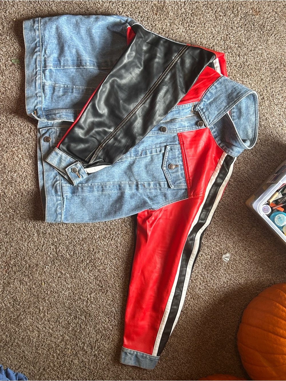 womans Red & Denim Mixed-Media Jacket